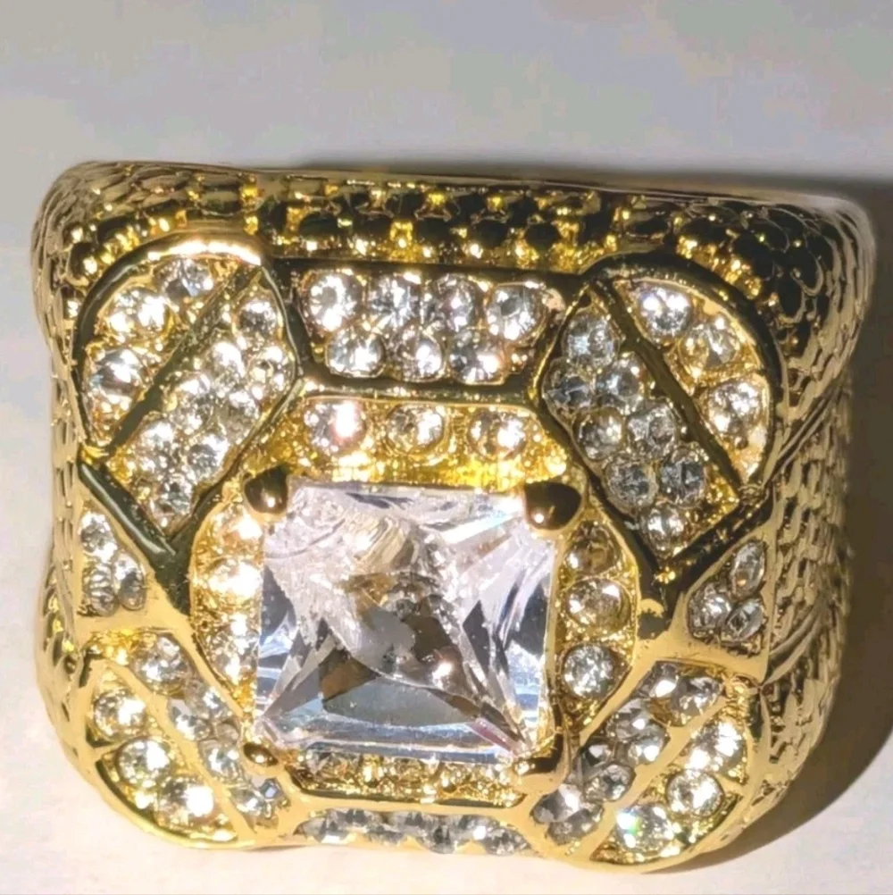 Simulated Diamond Mens Engagement Wedding Band Ring 3Ct 14k Yellow Gold Plated